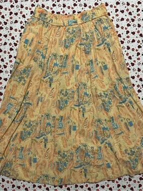 Vintage 80s/90s Counterparts Floral Paisley Midi Skirt Boho Cottagecore Size L